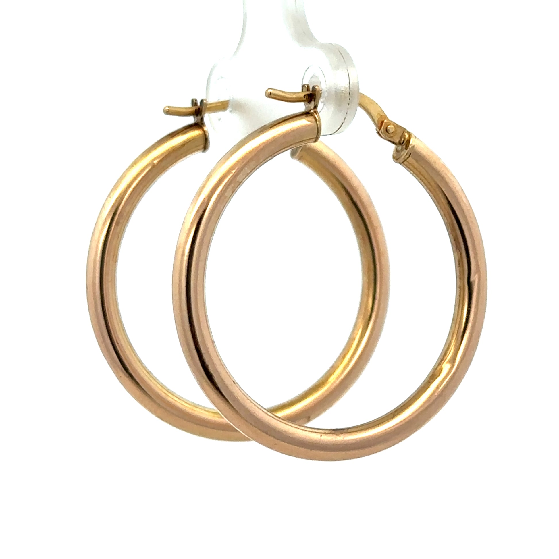 9ct yellow gold hoop earrings by Reeves and Sons, lightweight 1.8g, showcasing classic round hoop design and polished finish.