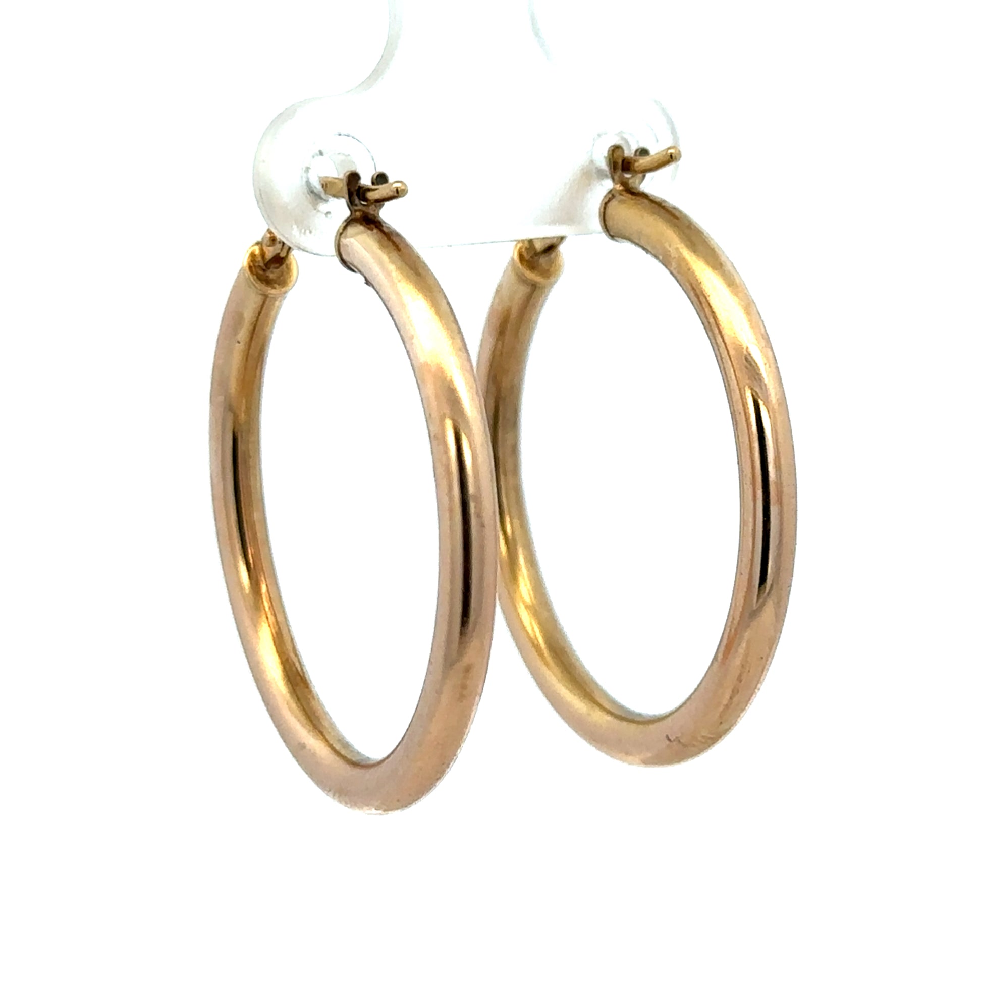 9ct yellow gold hoop earrings weighing 1.8g, featuring a classic circular design by Reeves and Sons.