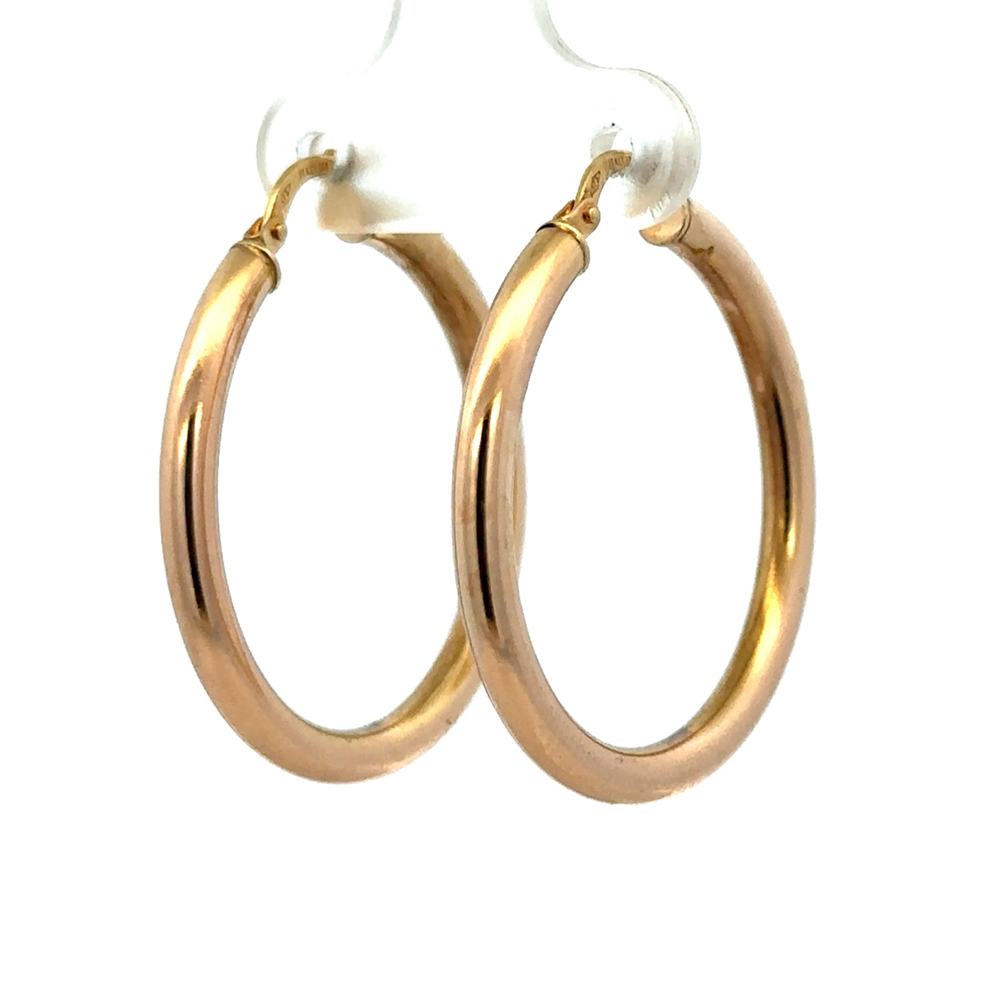 9ct yellow gold hoop earrings weighing 1.8g featuring classic circular design by Reeves and Sons.