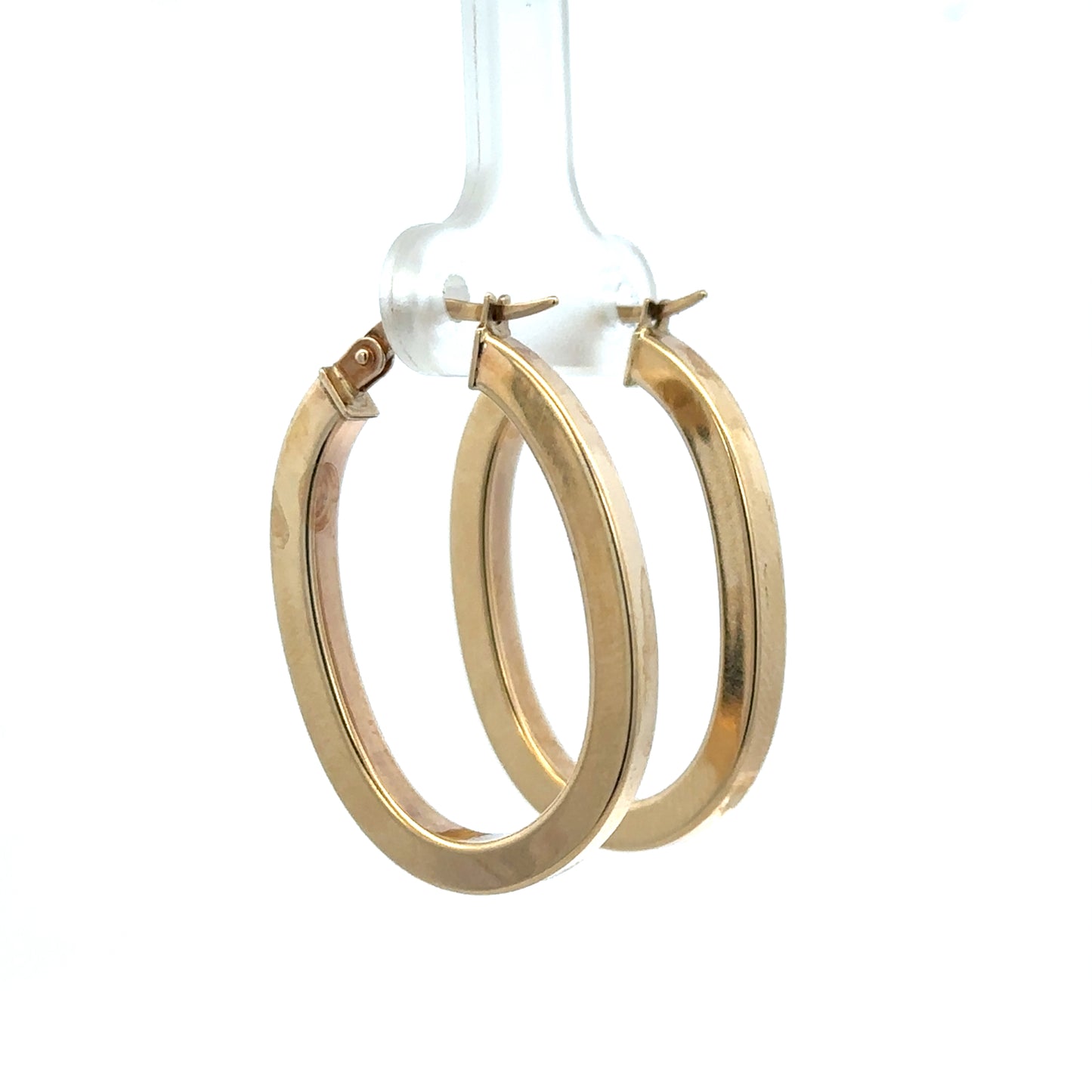 9ct yellow gold hoop earrings weighing 2.1g, stylish and classic, featuring smooth circular design by Reeves and Sons.