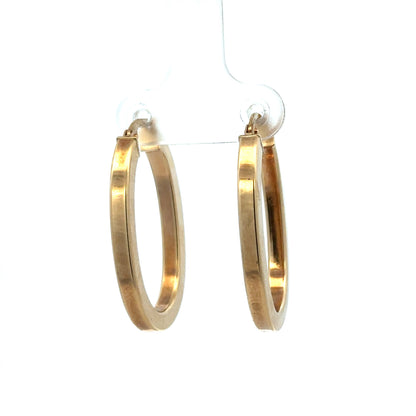 9ct yellow gold hoop earrings weighing 2.1g, featuring a classic circular design, by Reeves and Sons.