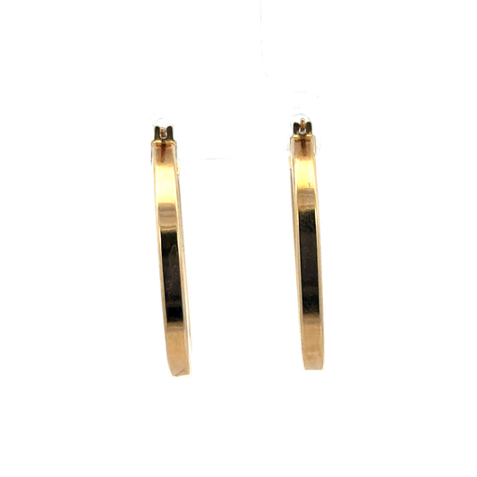 9ct yellow gold hoop earrings from Reeves and Sons, lightweight 2.1g, featuring a classic circular design with a secure clasp.