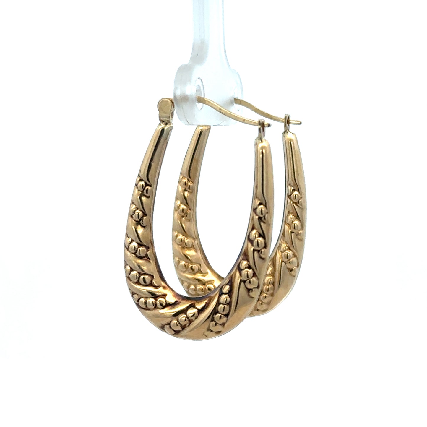 9ct yellow gold hoop earrings with a polished finish, weighing 1.7g, from Reeves and Sons, shown on a plain background.