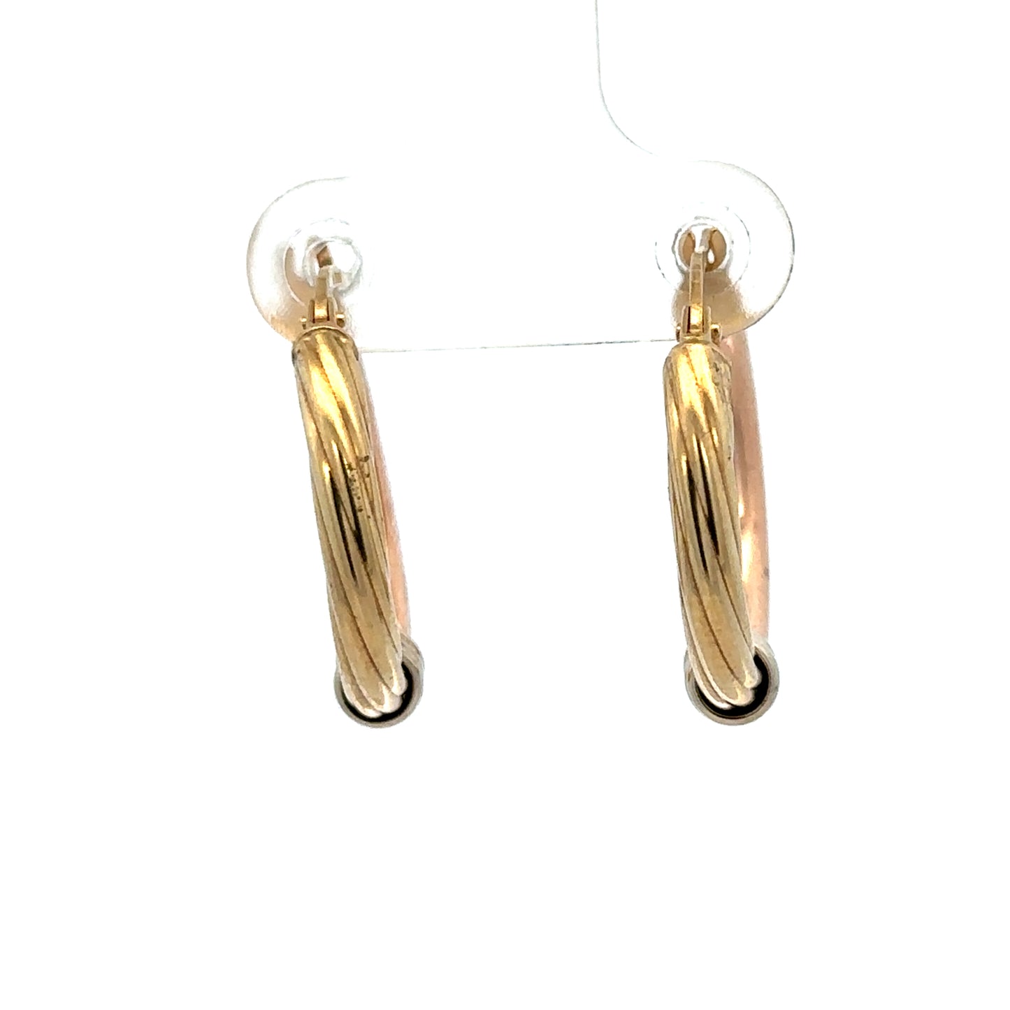 Elegant 9ct gold hoop earrings weighing 2.2g, featuring a classic design from Reeves and Sons, displayed against a neutral background.