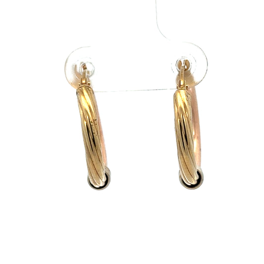 Elegant 9ct gold hoop earrings weighing 2.2g, featuring a classic design from Reeves and Sons, displayed against a neutral background.