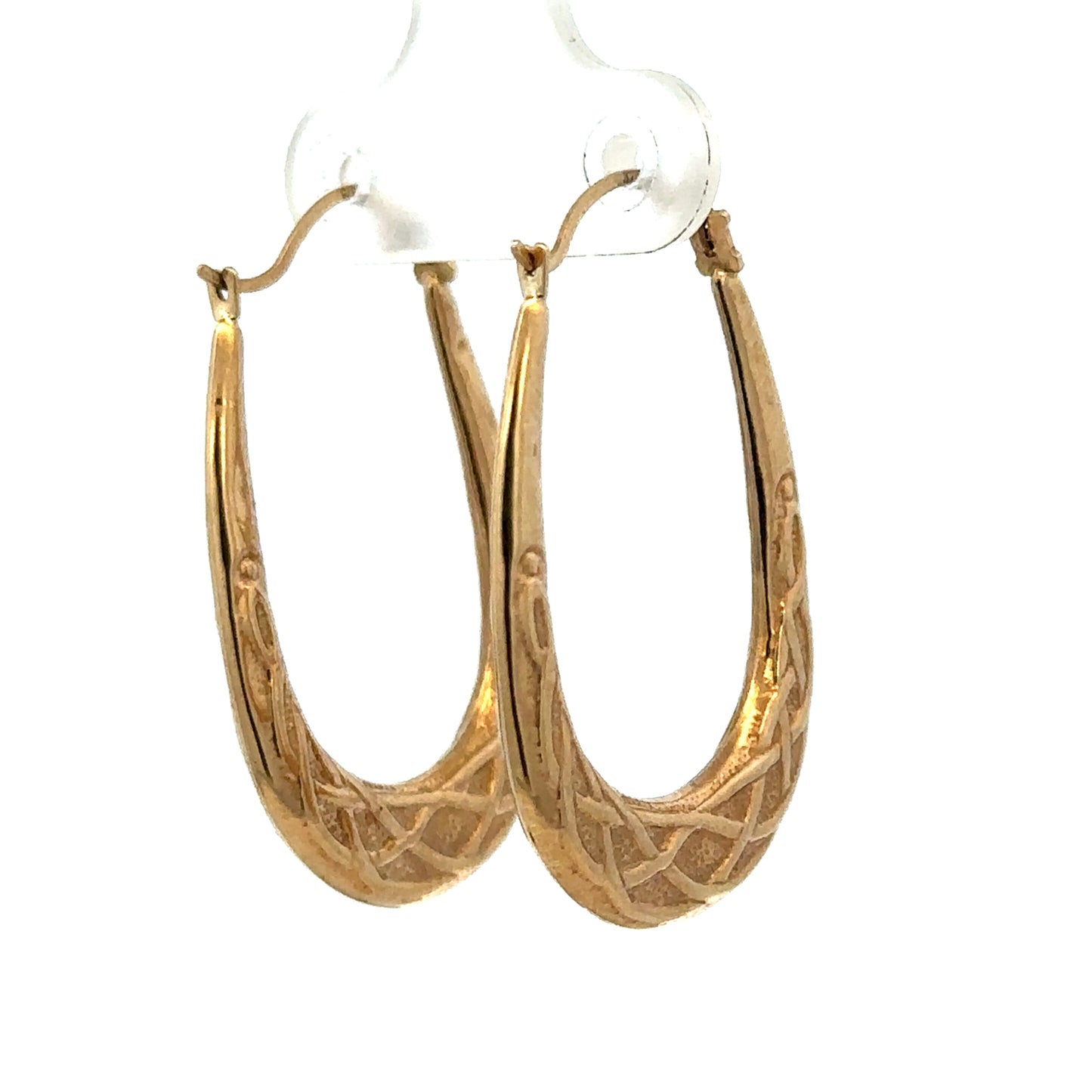 9ct yellow gold hoop earrings from Reeves and Sons, lightweight 1.3g with smooth, polished finish, shown on a plain background.