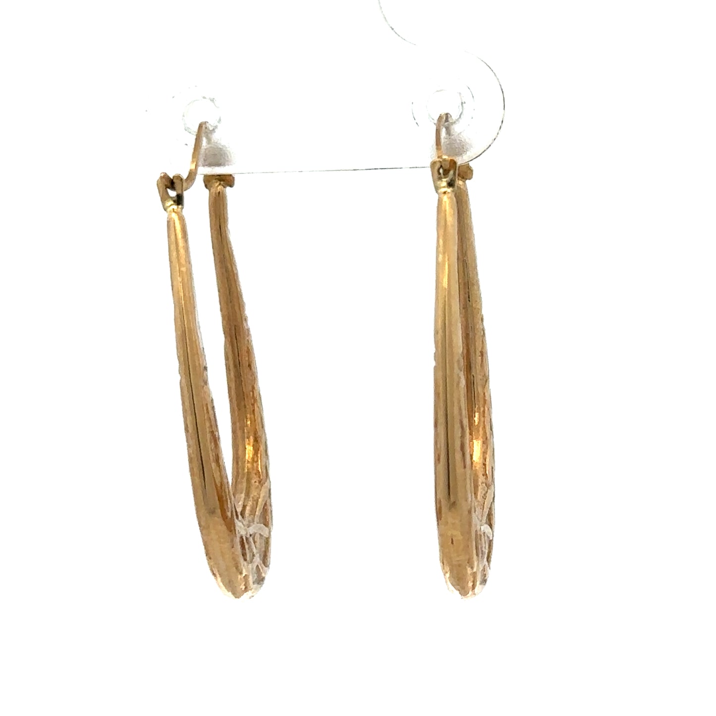 9ct yellow gold hoop earrings weighing 1.3g, stylish jewelry by Reeves and Sons, shown with close-up of smooth, circular design.