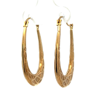 9ct yellow gold hoop earrings weighing 1.3g, stylish and classic jewelry by Reeves and Sons, shown in the product image
