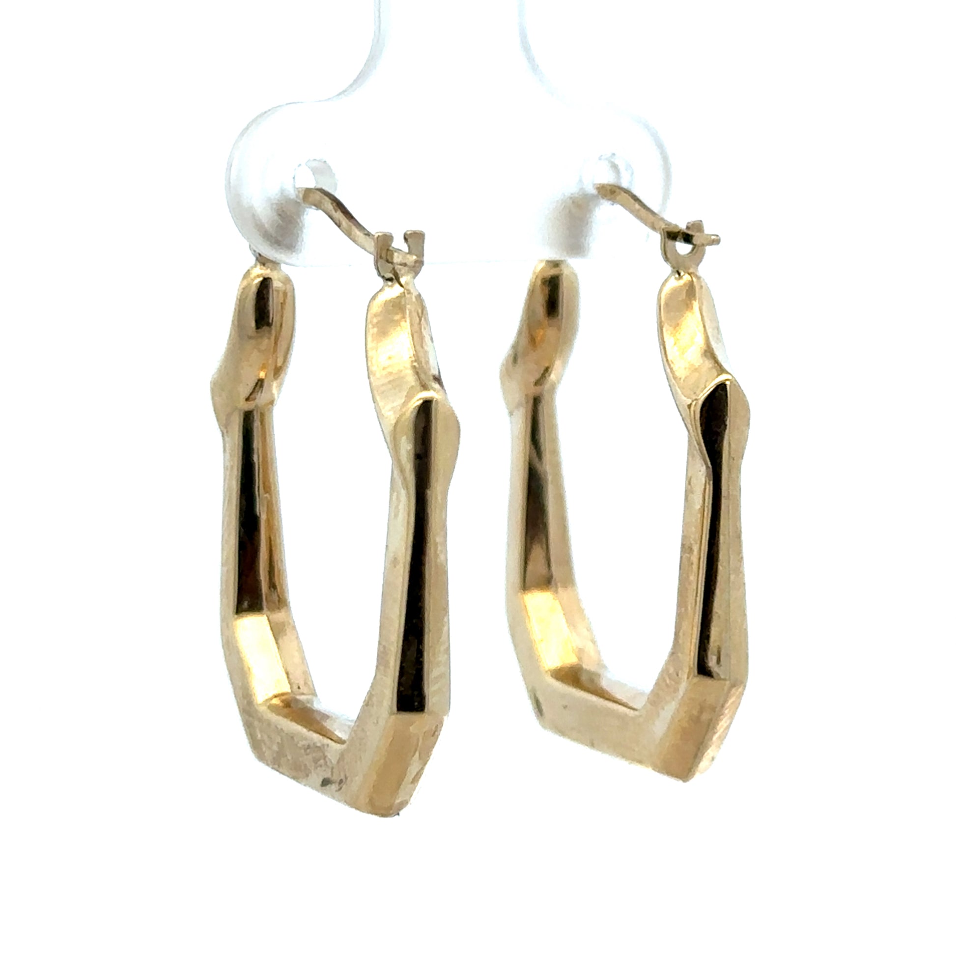 9ct yellow gold hoop earrings weighing 2.2g, stylish and polished, designed by Reeves and Sons.