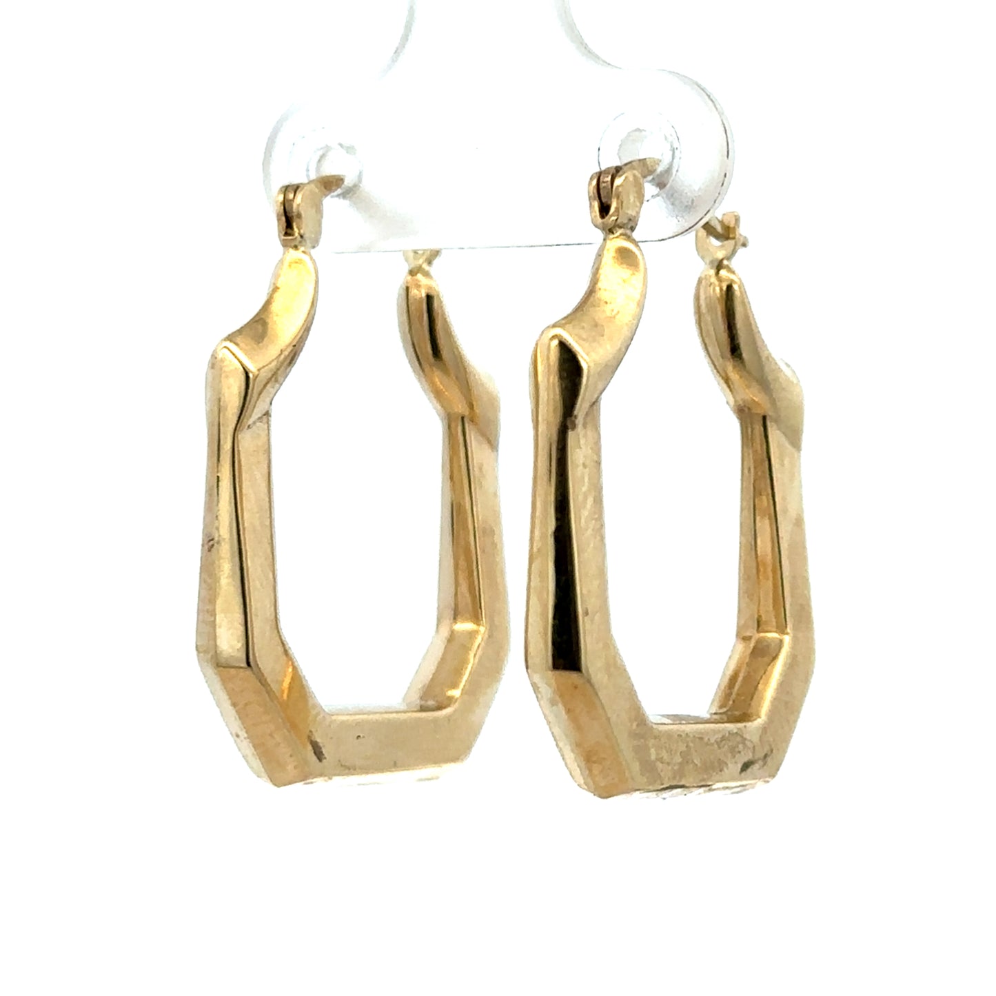 9ct yellow gold hoop earrings weighing 2.2g by Reeves and Sons, close-up view showing the sleek, polished circular design.