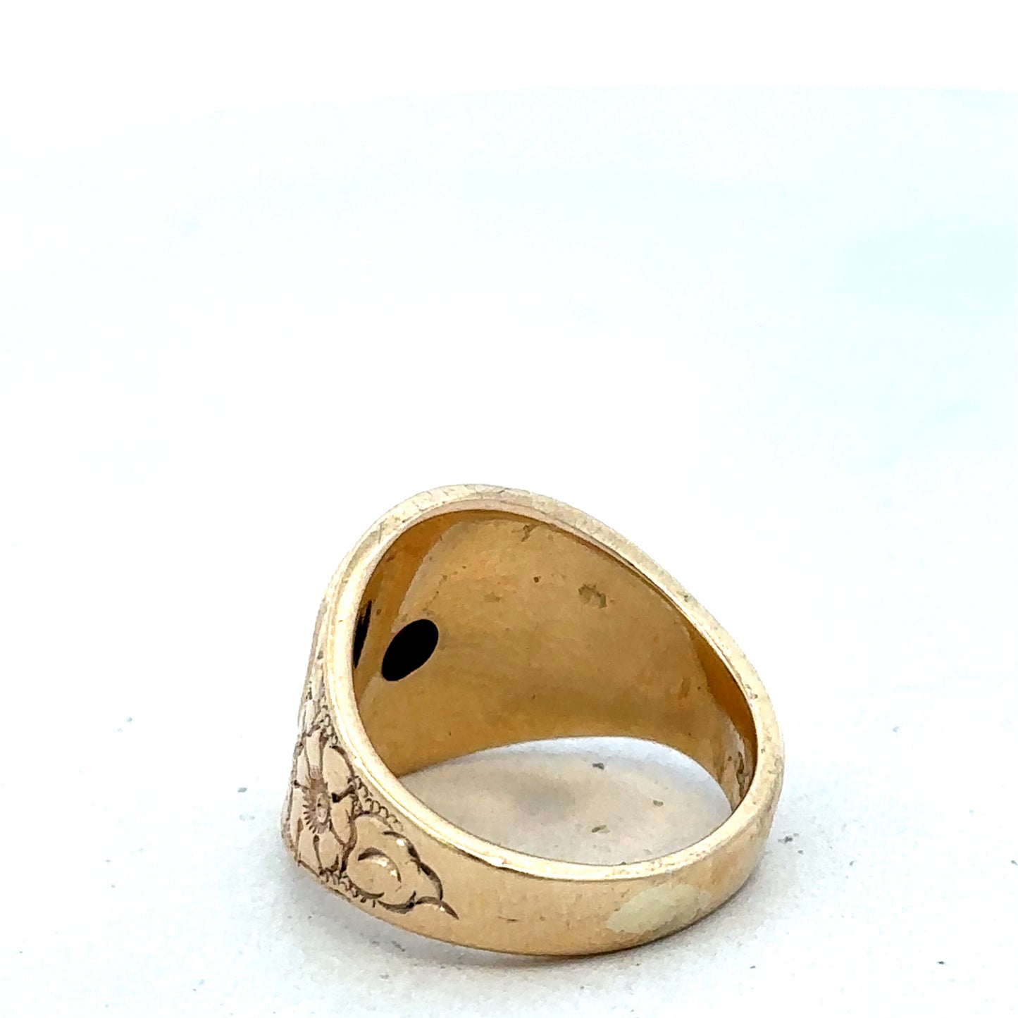 9ct yellow gold ring in size L from Reeves and Sons, showcasing a smooth polished band.