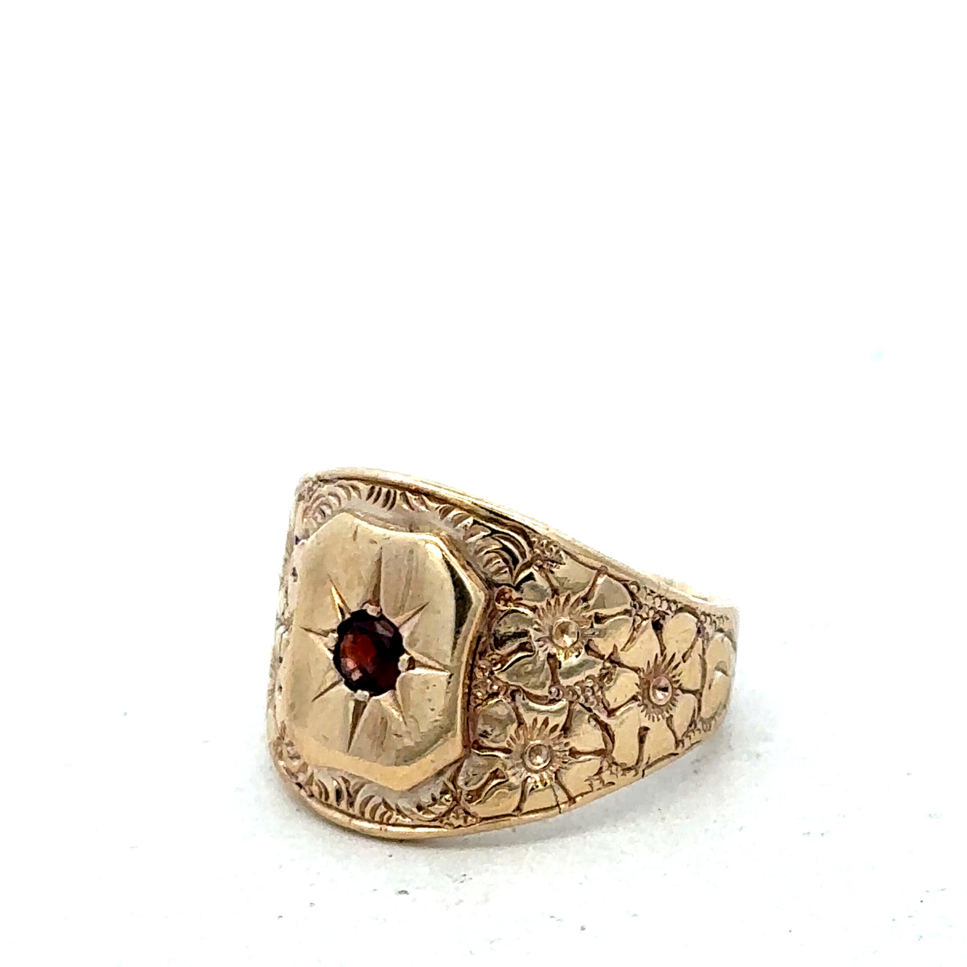 9ct yellow gold ring in size L from Reeves and Sons, featuring a polished band with a smooth finish.