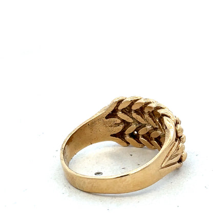 9ct yellow gold keeper ring in size T1/2 with a smooth polished band, designed by Reeves and Sons.