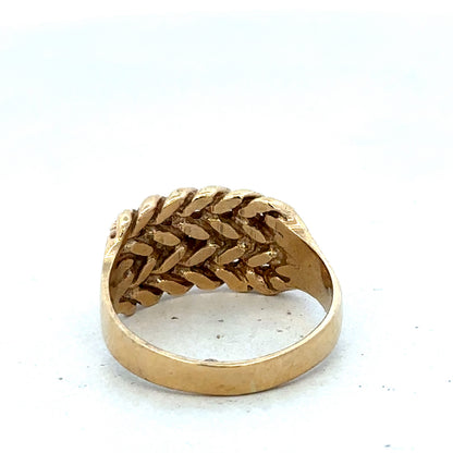 9ct yellow gold keeper ring with size T1/2 from Reeves and Sons, featuring a polished finish and classic design.