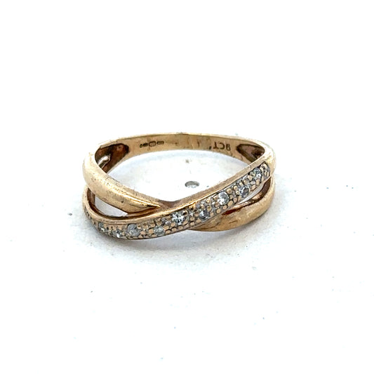 9ct yellow gold ring size N (sh25553l)