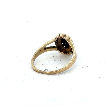 9ct yellow gold sapphire and diamond ring size K (sh25594l)