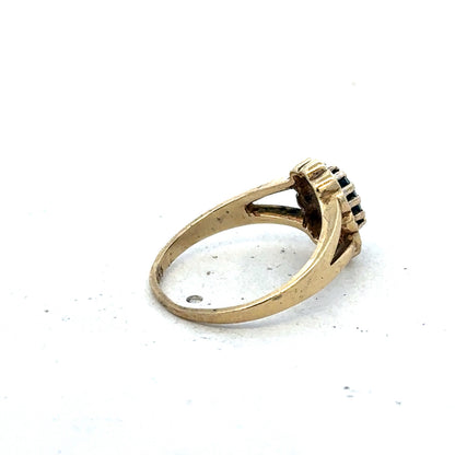 9ct yellow gold sapphire and diamond ring size K (sh25594l)