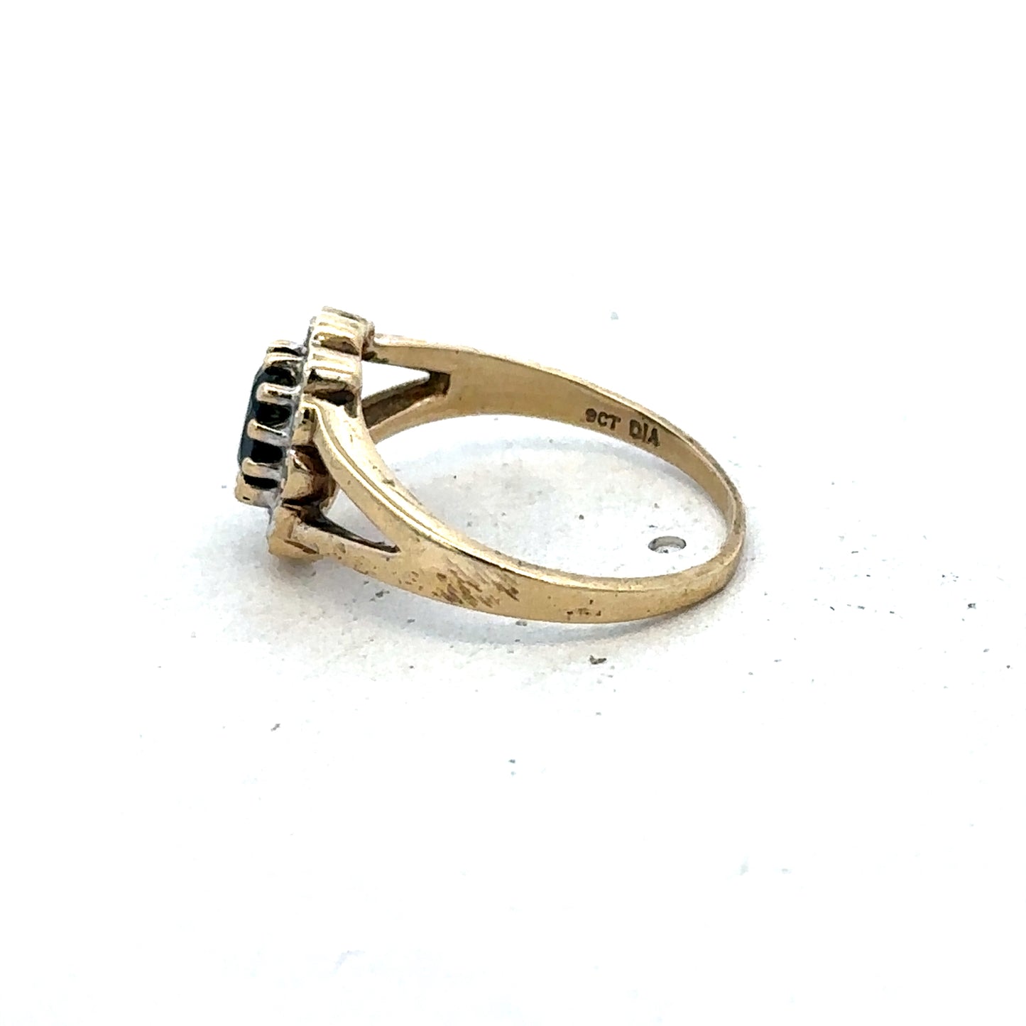 9ct yellow gold sapphire and diamond ring size K (sh25594l)