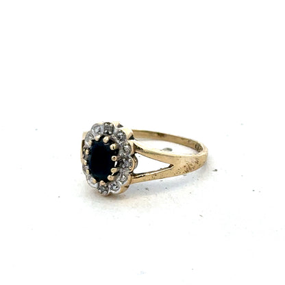 9ct yellow gold sapphire and diamond ring size K (sh25594l)