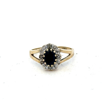 9ct yellow gold sapphire and diamond ring size K (sh25594l)