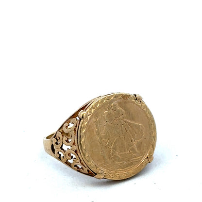 9ct yellow gold St Christopher ring size O1/2 (sh27521b)