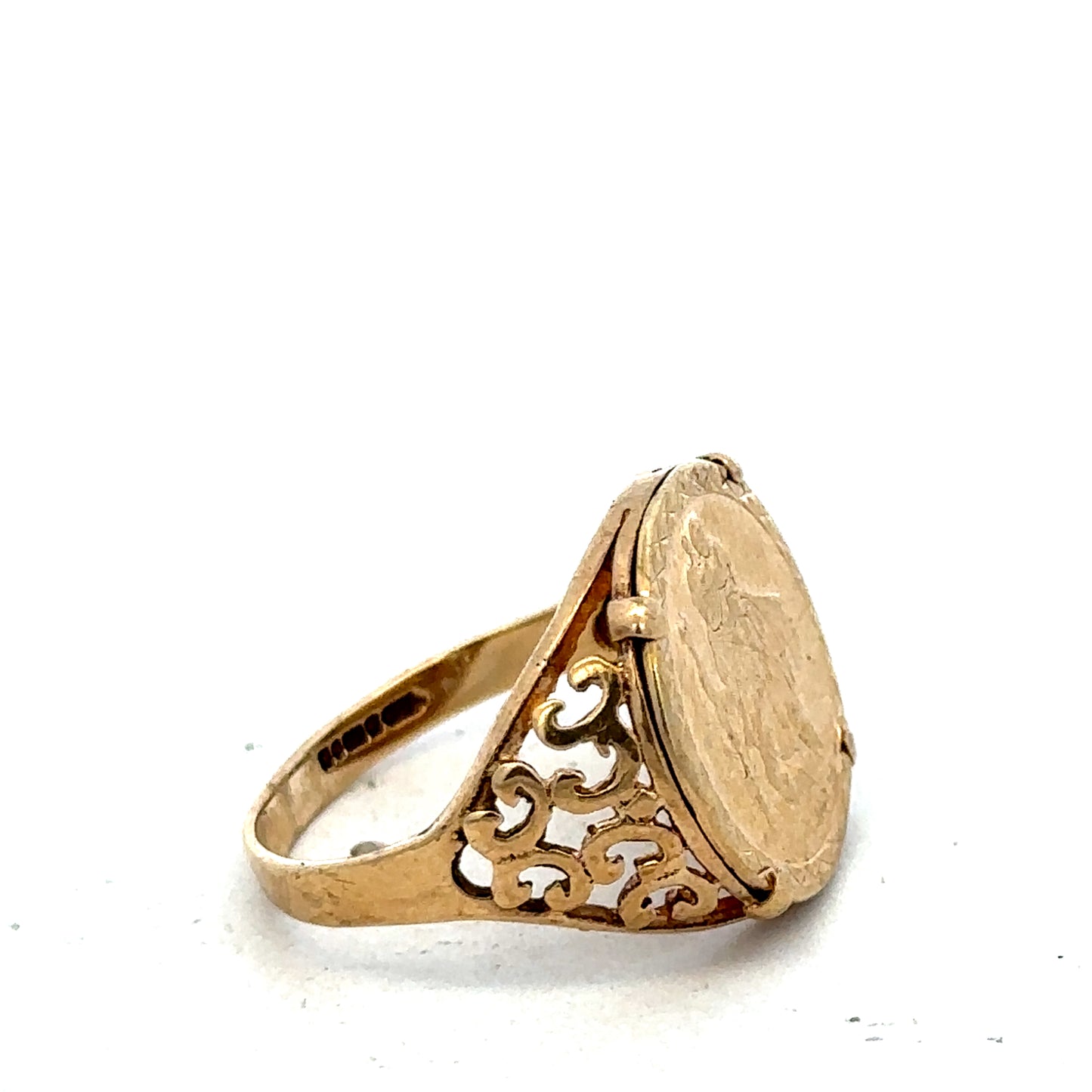 9ct yellow gold St Christopher ring size O1/2 (sh27521b)