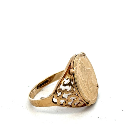 9ct yellow gold St Christopher ring size O1/2 (sh27521b)