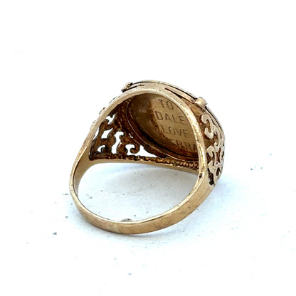 9ct yellow gold St Christopher ring size O1/2 (sh27521b)