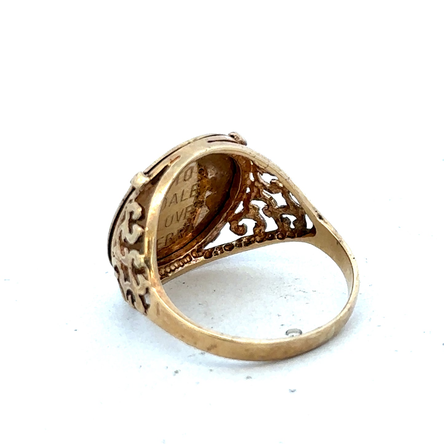 9ct yellow gold St Christopher ring size O1/2 (sh27521b)