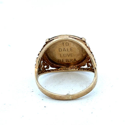 9ct yellow gold St Christopher ring size O1/2 (sh27521b)