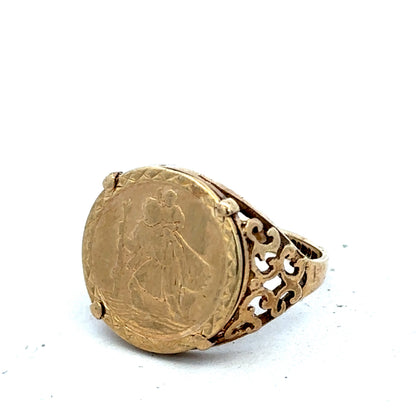9ct yellow gold St Christopher ring size O1/2 (sh27521b)