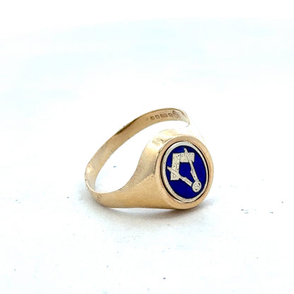 9ct yellow gold masonic ring size W (sh27520b)