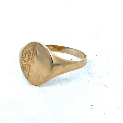 9ct yellow gold signet ring size S (sh27362b)