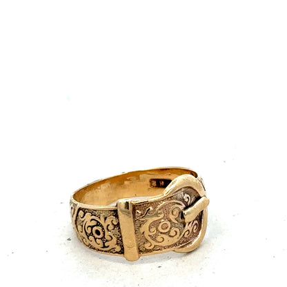 9ct yellow gold buckle ring size N (sh25610l)
