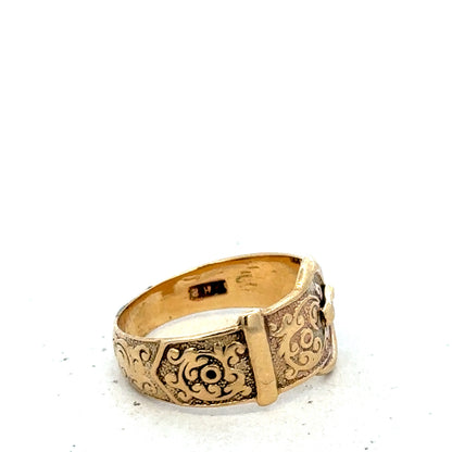 9ct yellow gold buckle ring size N (sh25610l)
