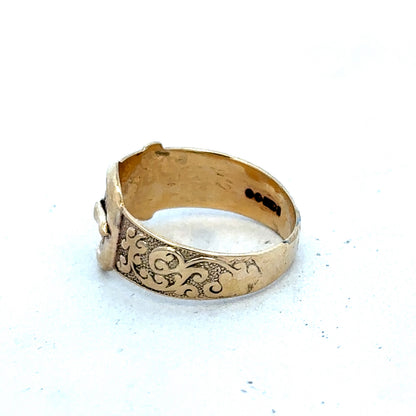 9ct yellow gold buckle ring size N (sh25610l)