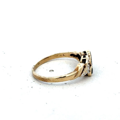 9ct yellow gold sapphire and diamond ring size L (sh25605l)