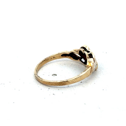 9ct yellow gold sapphire and diamond ring size L (sh25605l)