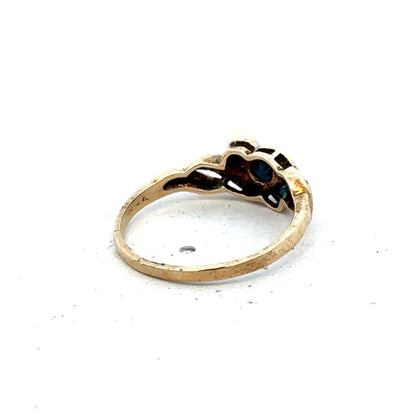 9ct yellow gold sapphire and diamond ring size L (sh25605l)
