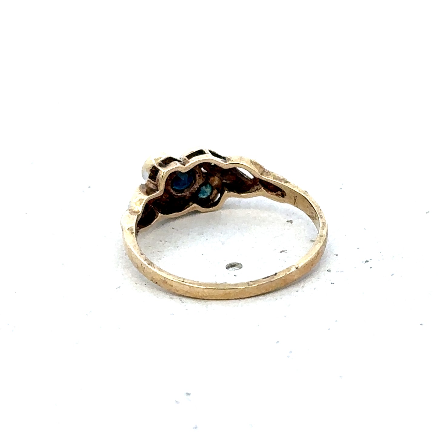 9ct yellow gold sapphire and diamond ring size L (sh25605l)