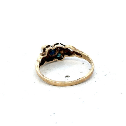 9ct yellow gold sapphire and diamond ring size L (sh25605l)