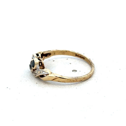 9ct yellow gold sapphire and diamond ring size L (sh25605l)