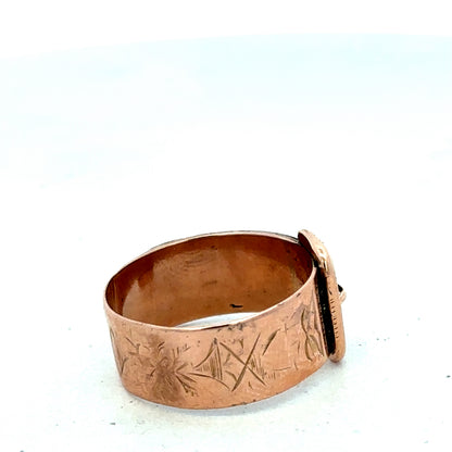 9ct rose gold buckle ring size R1/2 (sh27425b)