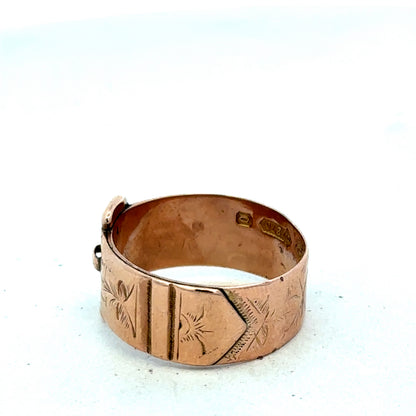 9ct rose gold buckle ring size R1/2 (sh27425b)