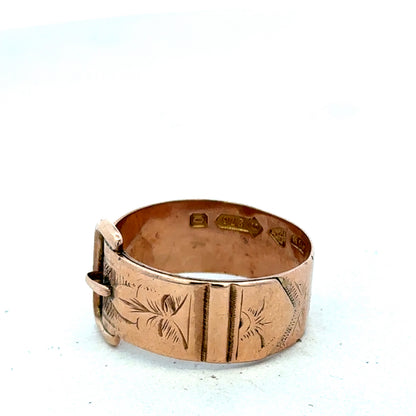9ct rose gold buckle ring size R1/2 (sh27425b)