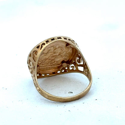 9ct yellow gold ring size O (sh27507b)