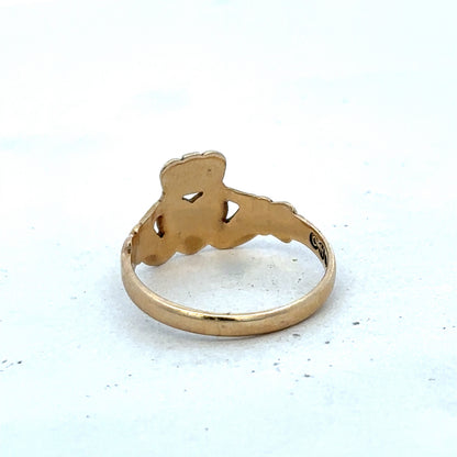 9ct yellow gold claddagh ring size Q (sh27524b)