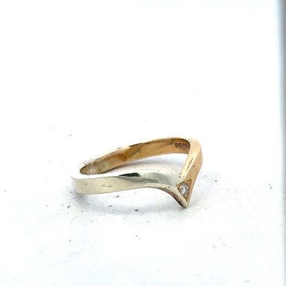 9ct yellow & white gold ring size M1/2 (sh27325b)