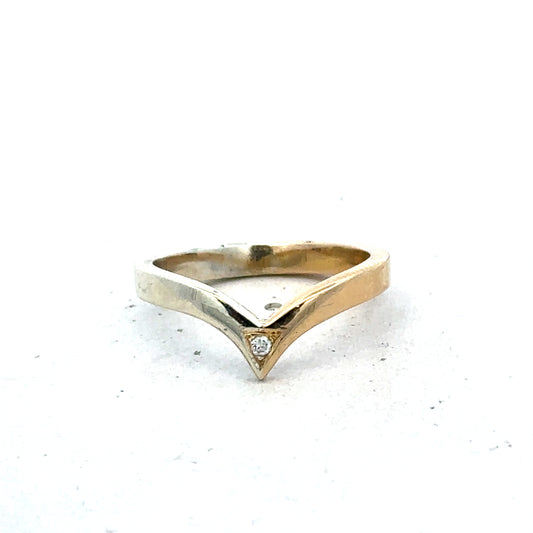 9ct yellow & white gold ring size M1/2 (sh27325b)