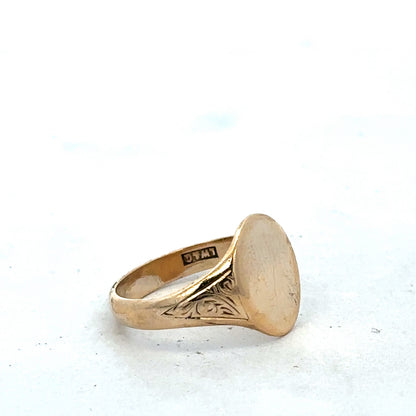 9ct yellow gold signet ring size P (sh27381b)